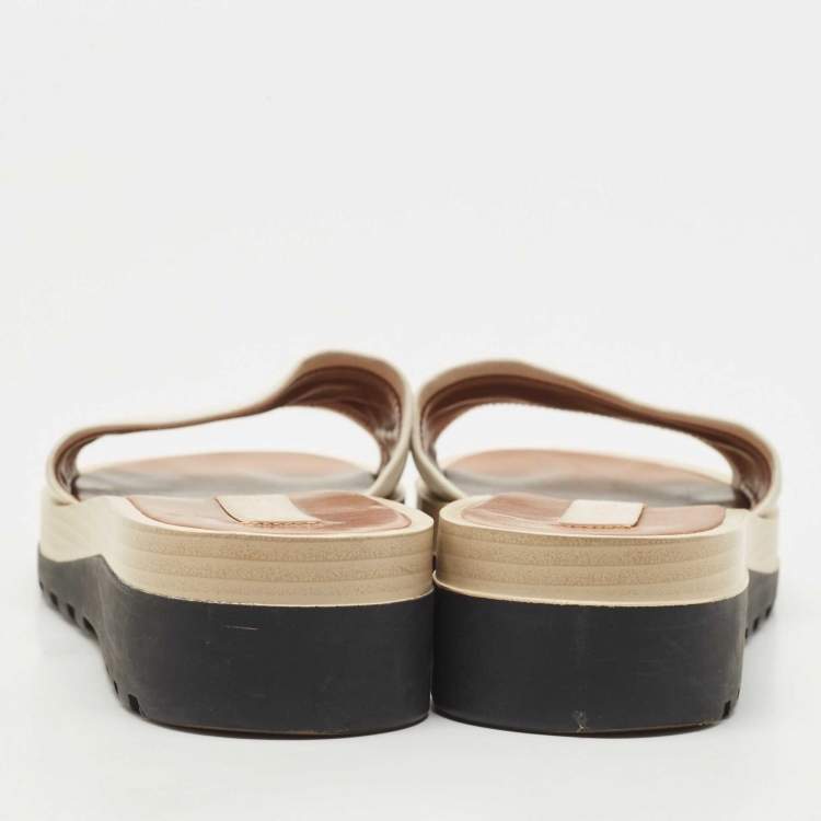 Pre Owned See by Chloe White Leather Slides  Size 38
