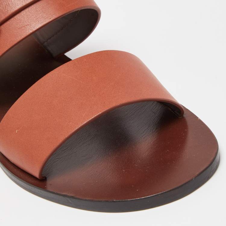 Pre Owned See by Chloe Brown Leather Buckle Detail Sandals Size 40