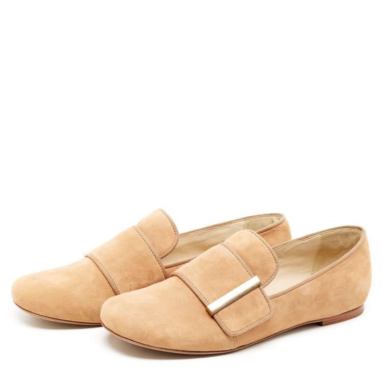 Pre Owned See by Chloe Light Beige Suede Slip On Loafers Size 38