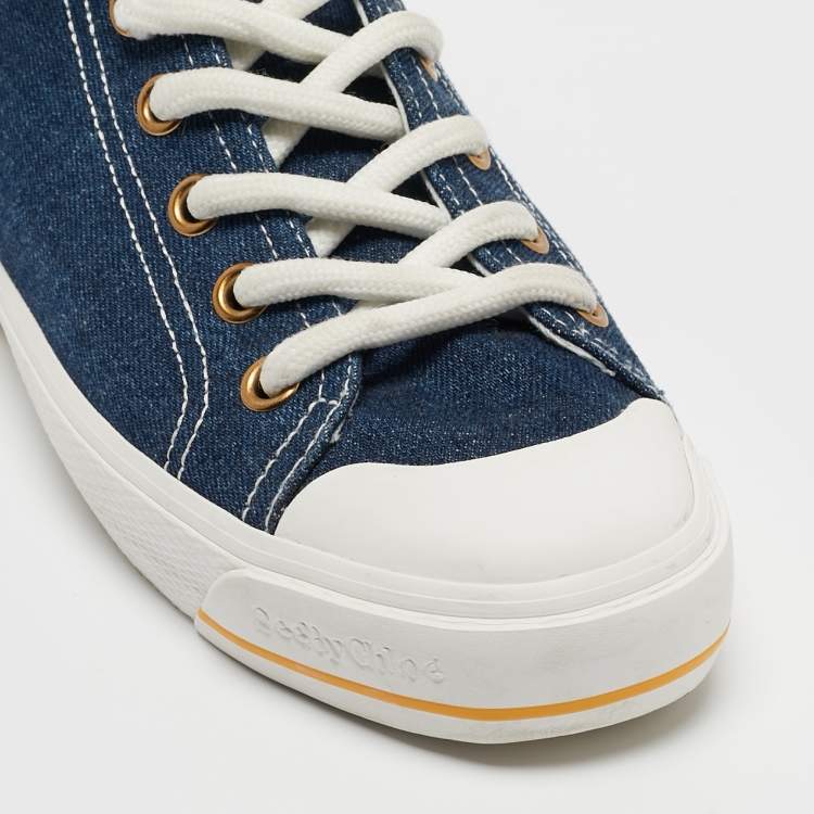 Pre Owned See by Chloé Blue Demin High Top Sneakers Size 40