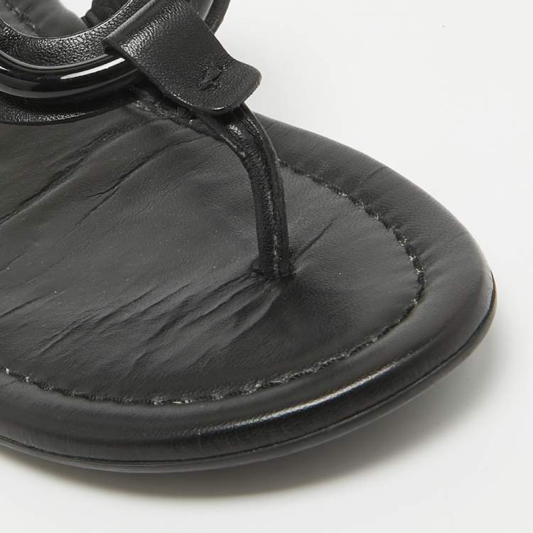 Pre Owned See by Chloe Black Leather Hana Flat Slides Size 38