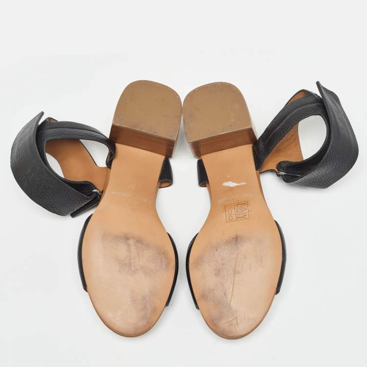 Pre Owned See by Chloe Brown Leather Block Heel Ankle Cuff  Sandals Size 37