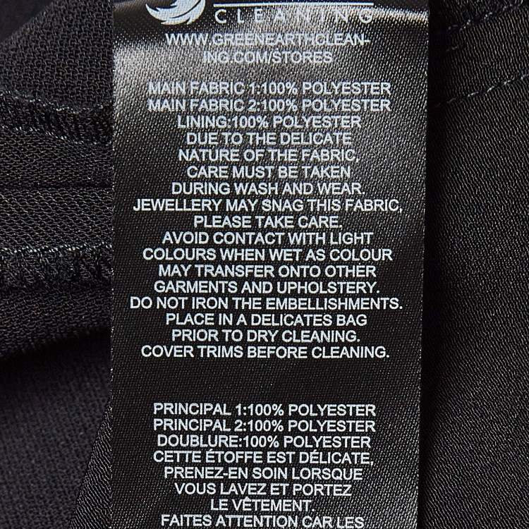 Pre Owned Self-Portrait Black Bonded Crepe Tulle Trim Bow Detail Mini Dress S