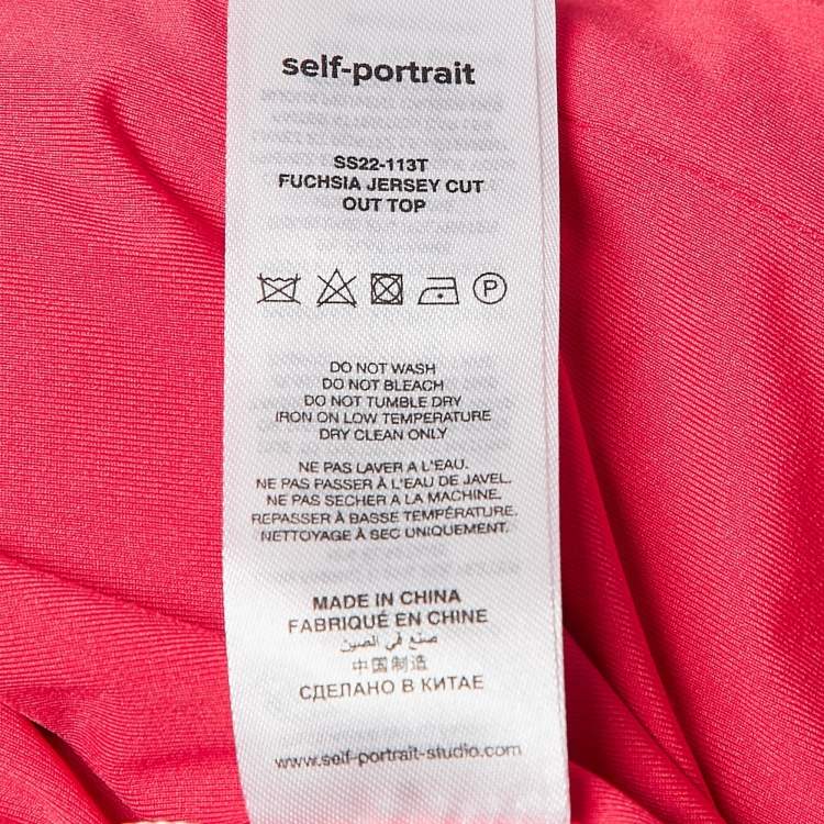 Pre Owned Self-Portrait Pink Jersey Cut-Out Ruched Top M