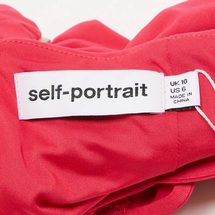 Pre Owned Self-Portrait Fuchsia Pink Jersey Ruched Cut-Out Top M