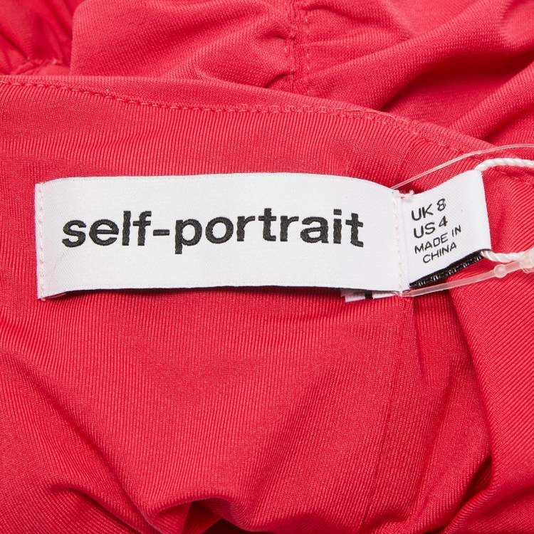 Pre Owned Self-Portrait Fuchsia Pink Jersey Ruched Cut-Out Top S