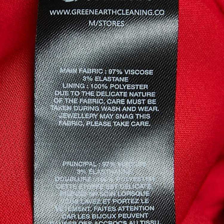 Pre Owned Self-Portrait Red Stretch Crepe Ruched Midi Dress S