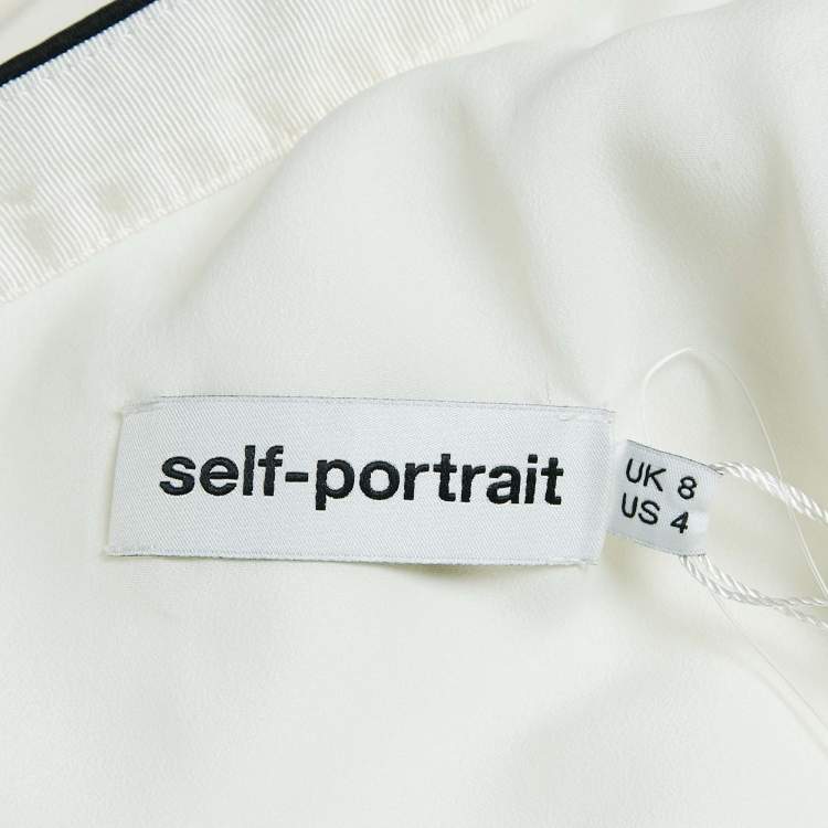 Pre Owned Self-Portrait White Crepe One-Shoulder Pleated Maxi Dress S