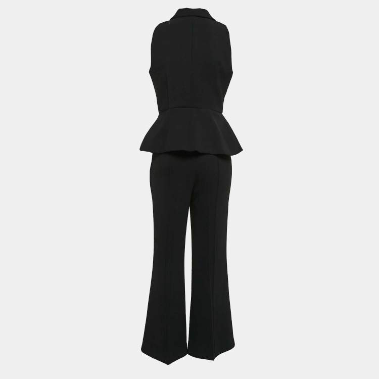 Pre Owned Self-Portrait Black Crepe Button Detail Pants Suit M