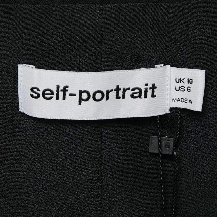 Pre Owned Self-Portrait Black Crepe Button Detail Pants Suit M