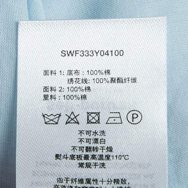 Pre Owned  Self-Portrait Light Blue Floral Guipure and Cotton Cut-Out Detail Midi Dress M