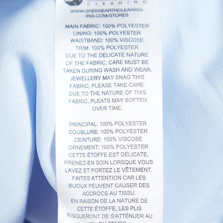 مملوكة مسبقًا Self-Portrait Light Blue Chiffon Lace Trimmed Maxi Dress M