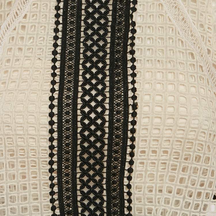 Pre Owned Self-Portrait Off-White Lace Mini Dress S