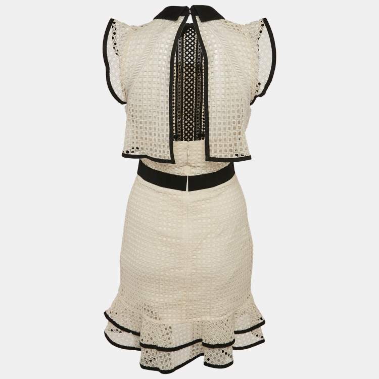 Pre Owned Self-Portrait Off-White Lace Mini Dress S