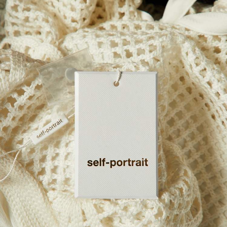 Pre Owned Self-Portrait Ivory Crochet High Neck Tunic M