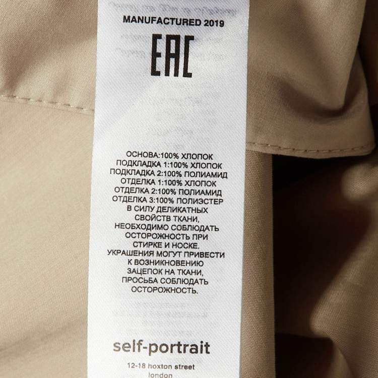 Pre Owned Self-Portrait Beige Cotton Poplin One Shoulder Tunic M
