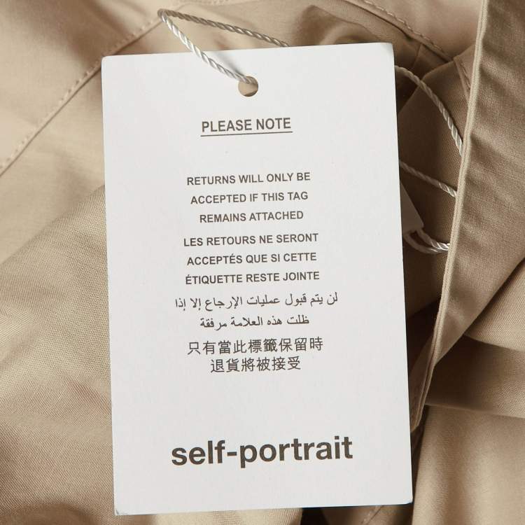 Pre Owned Self-Portrait Beige Cotton Poplin One Shoulder Tunic M