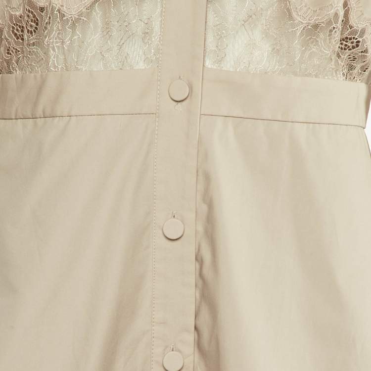 Pre Owned Self-Portrait Beige Cotton Poplin One Shoulder Tunic M