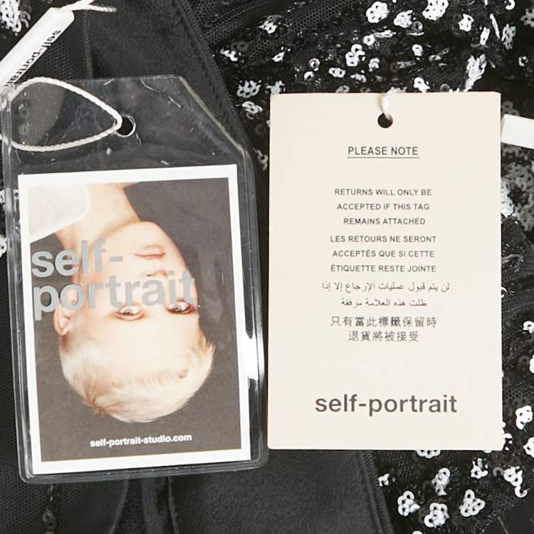 Pre Owned Self-Portrait Black Sequined Deco Trousers S