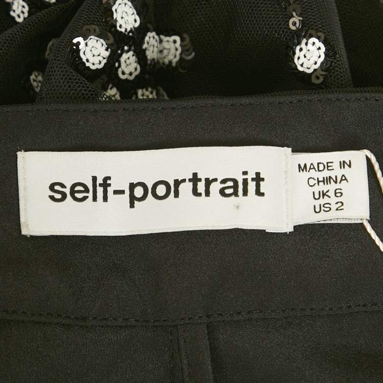 Pre Owned Self-Portrait Black Sequined Deco Trousers S