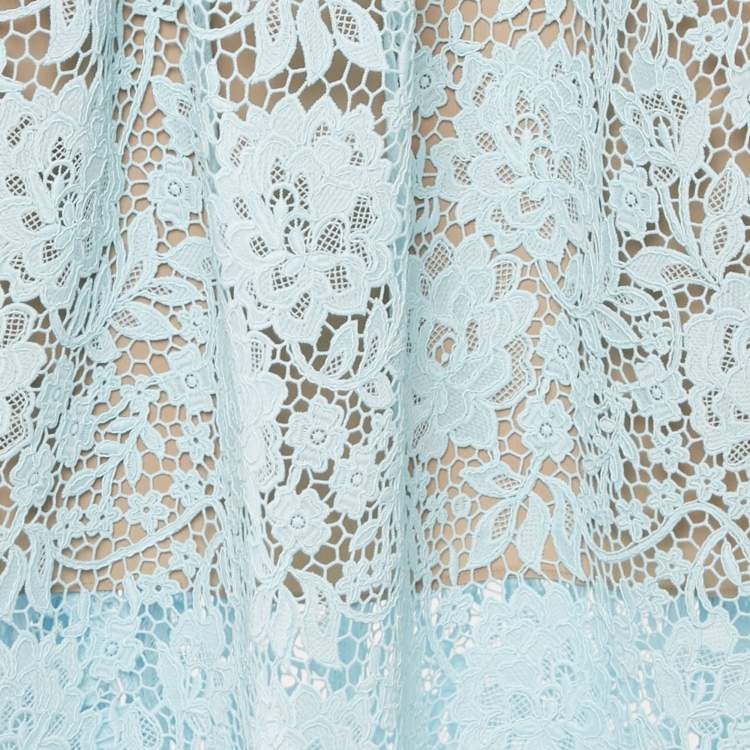 Pre Owned Self-Portrait Blue Cord Lace Diamante Sleeveless Midi Dress S