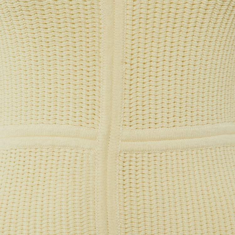 Pre Owned Self-Portrait Ivory Ribbed Knit Cut-Out Mini Dress S