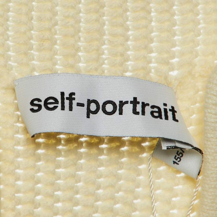 Pre Owned Self-Portrait Ivory Ribbed Knit Cut-Out Mini Dress S