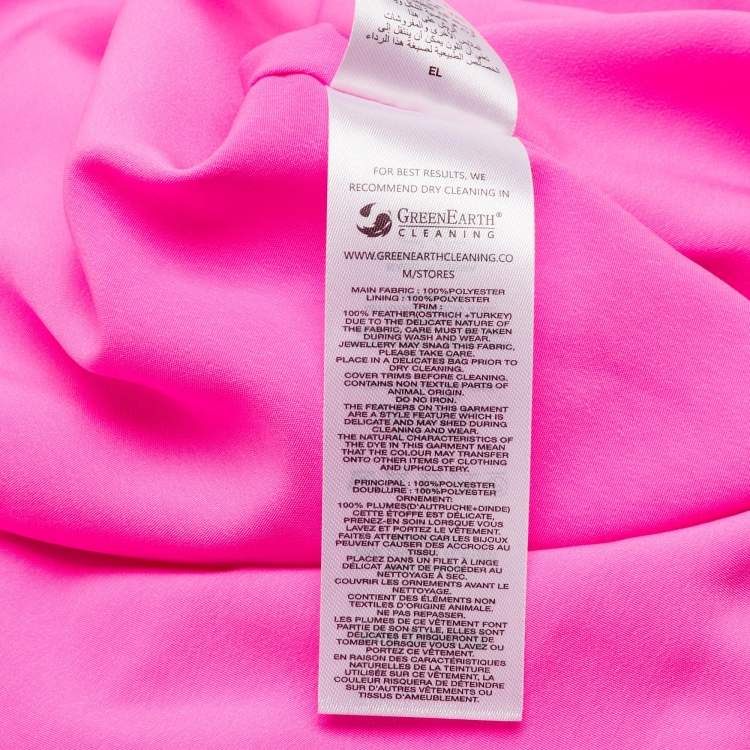 Pre Owned SELF-PORTRAIT Pink Plisse Embellished Feather Maxi Dress S