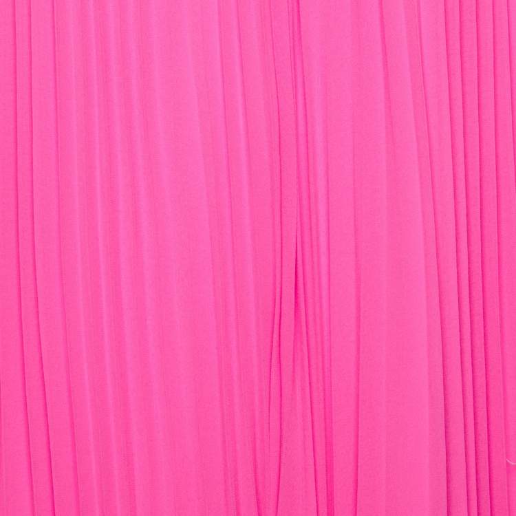 Pre Owned SELF-PORTRAIT Pink Plisse Embellished Feather Maxi Dress S