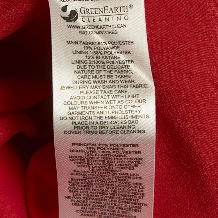 Pre Owned Self-Portrait Red Textured Crepe Diamante Detail Mini Dress S