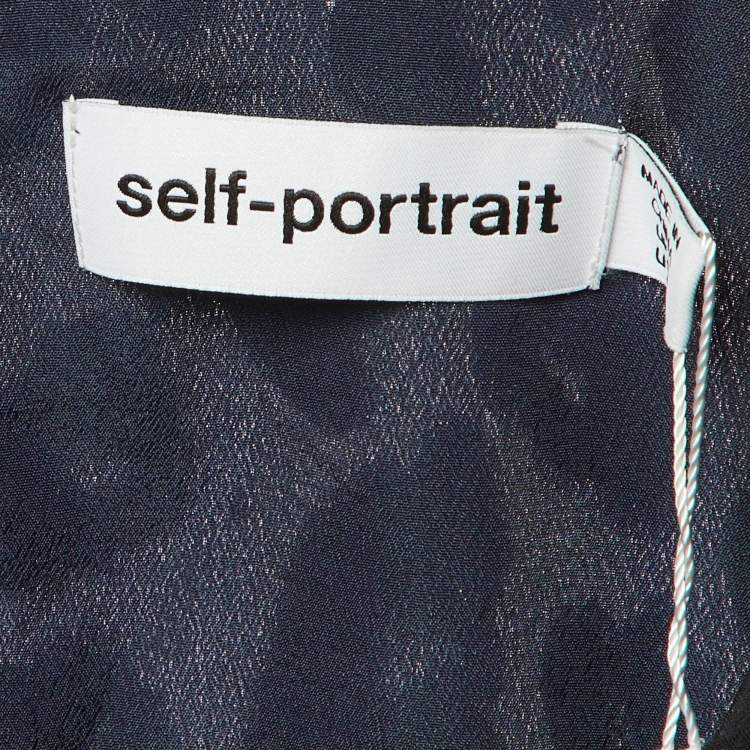 Pre Owned Self-Portrait Black Lurex Devore Twisted Peplum Top M