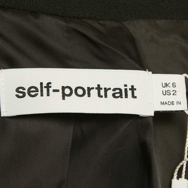 Pre Owned Self-Portrait Black Wool Crepe Mini Blazer Dress S