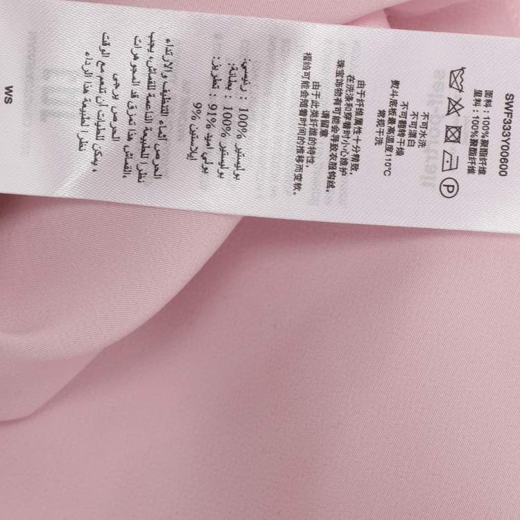 Pre Owned Self-Portrait Pink Gingham Print Chiffon Pleated Midi Dress M
