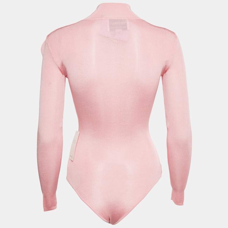 Pre Owned Self-Portrait Residency x Christopher Kane Pink Cut-Out Knit Bodysuit XS
