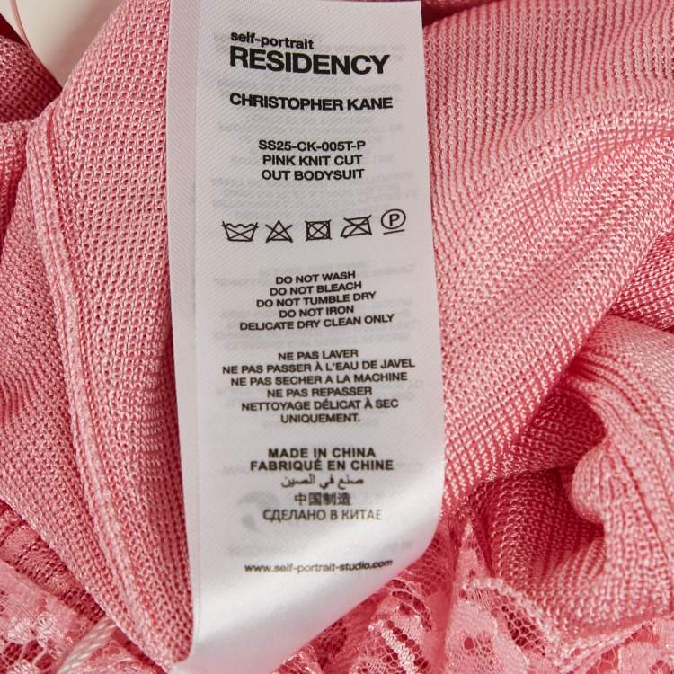 Pre Owned Self-Portrait Residency x Christopher Kane Pink Cut-Out Knit Bodysuit XS