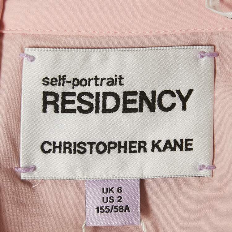 مملوكة مسبقًا Self-Portrait Residency x Christopher Kane Pink Crystal Fishnet Mini Skirt S