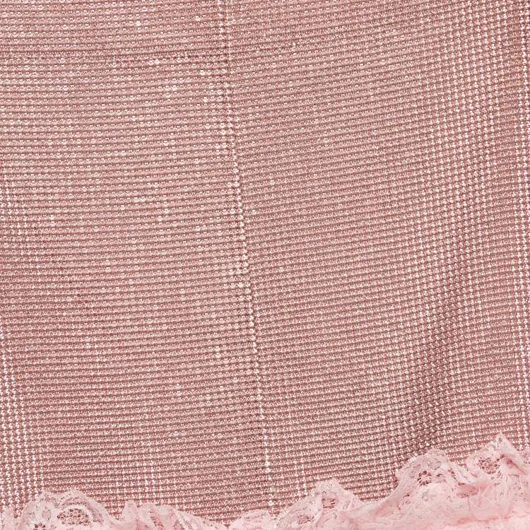 مملوكة مسبقًا Self-Portrait Residency x Christopher Kane Pink Crystal Fishnet Mini Skirt S