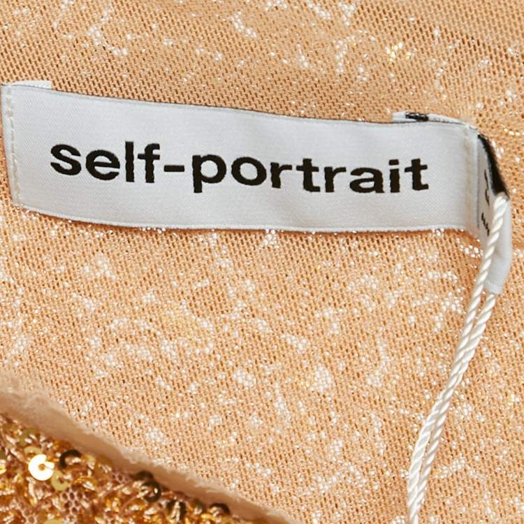 Pre Owned Self-Portrait Gold Sequin Asymmetric Top M