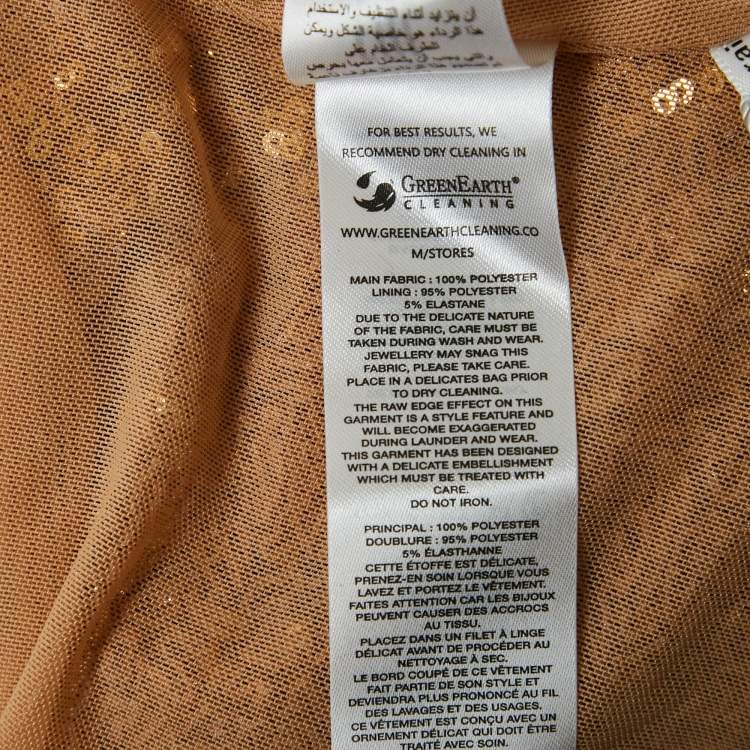 Pre Owned Self-Portrait Gold Sequin Asymmetric Top M