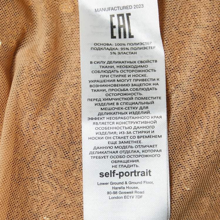 Pre Owned Self-Portrait Gold Sequin Asymmetric Top M