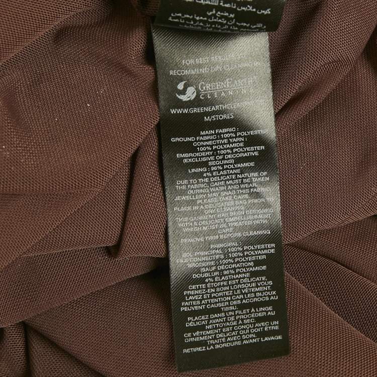 Pre Owned Self-Portrait Brown Sequin Maxi Dress M