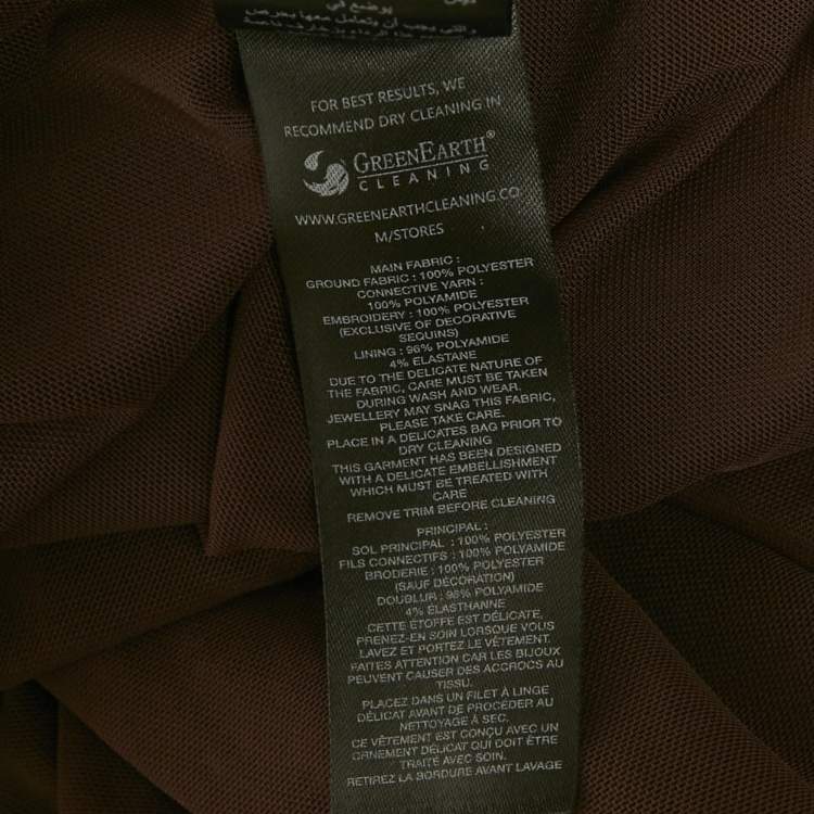 Pre Owned Self-Portrait Brown Sequin Maxi Dress M