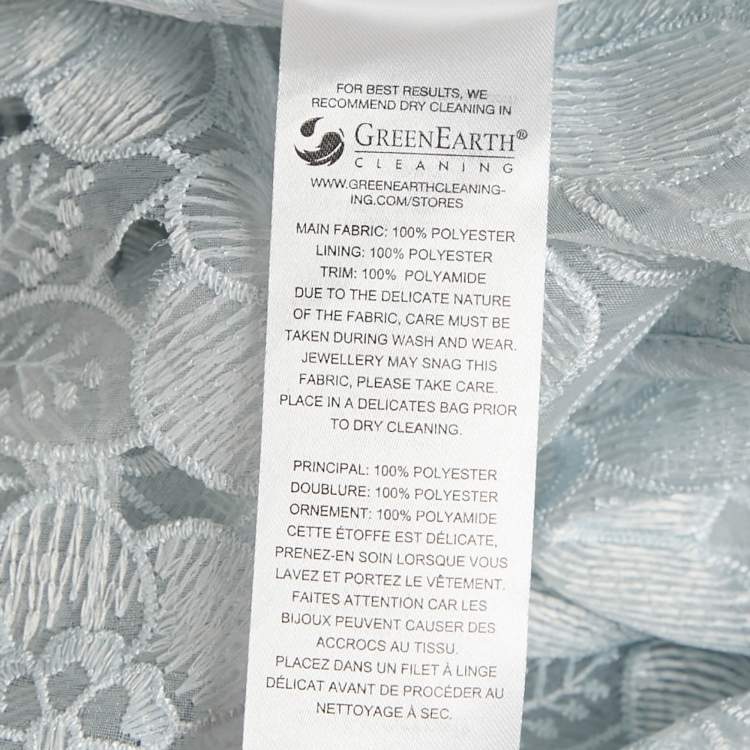 Pre Owned Self-Portrait Sea Blue Lace Ruched Midi Dress S