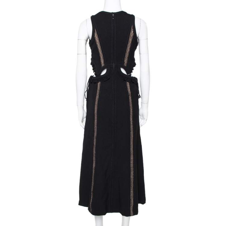 Pre Owned Self Portrait Black Cut-Out Midi Dress M