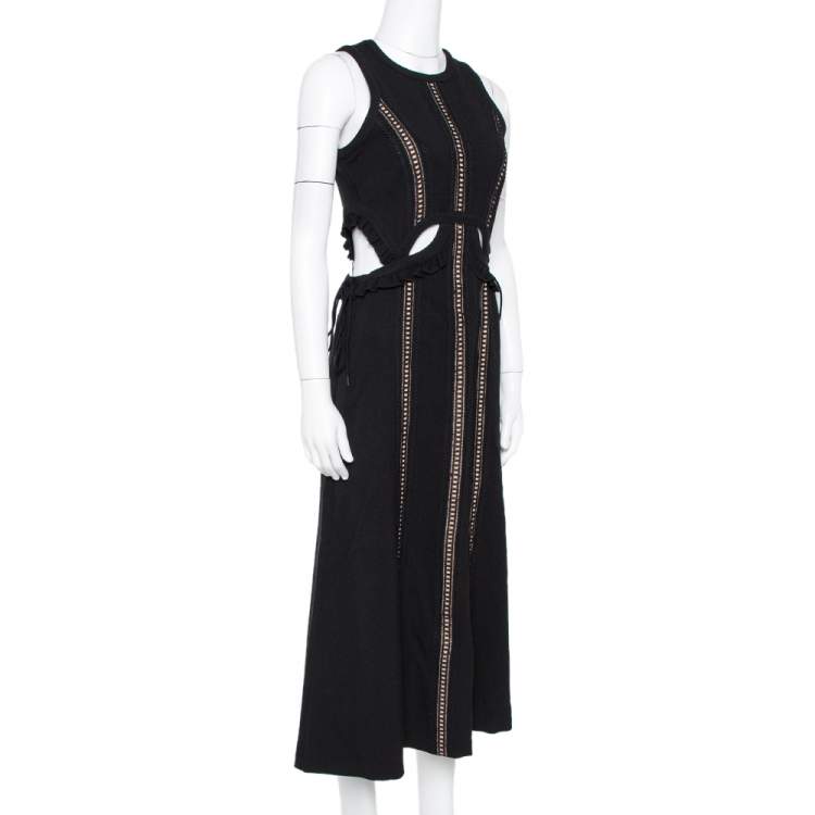 Pre Owned Self Portrait Black Cut-Out Midi Dress M