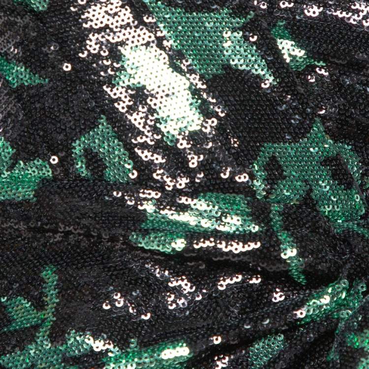 Pre Owned Self Portrait Black Leaf Sequin Wrap Top S