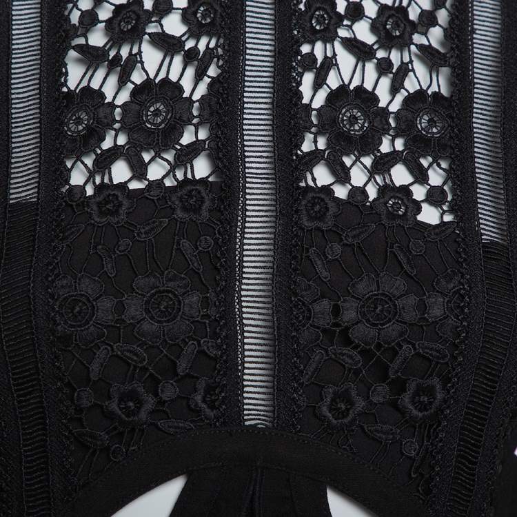 مملوكة مسبقًا Self-Portrait Black Guipure Lace Payne Cutout Midi Dress S
