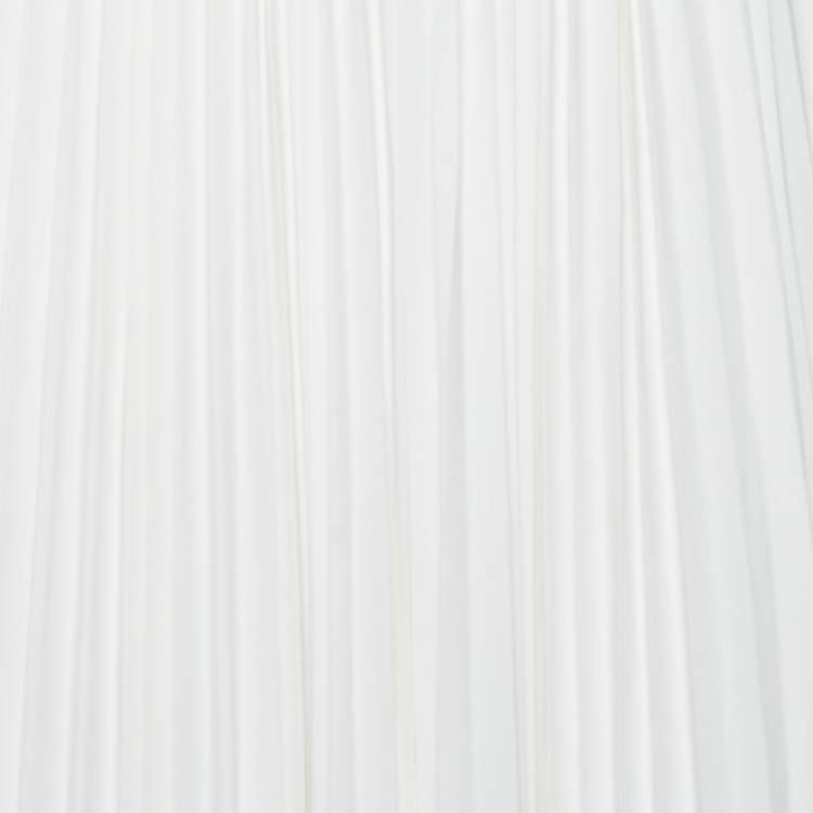 Pre Owned Self Portrait White Lace & Pleated Chiffon Paneled Contrast Trim Maxi Dress S