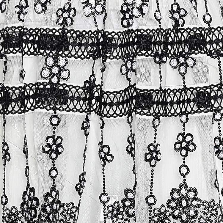 مملوكة مسبقًا Self-Portrait White Daisy Sequined Mesh Midi Dress M