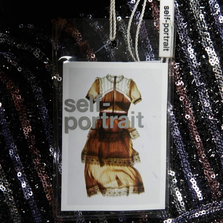 Pre Owned Self-Portrait Black Sequined Tiered Maxi Dress S